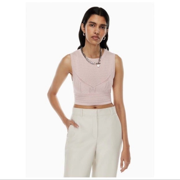 Aritzia Babaton Pointelle Crop Tank Top - Picture 3 of 5